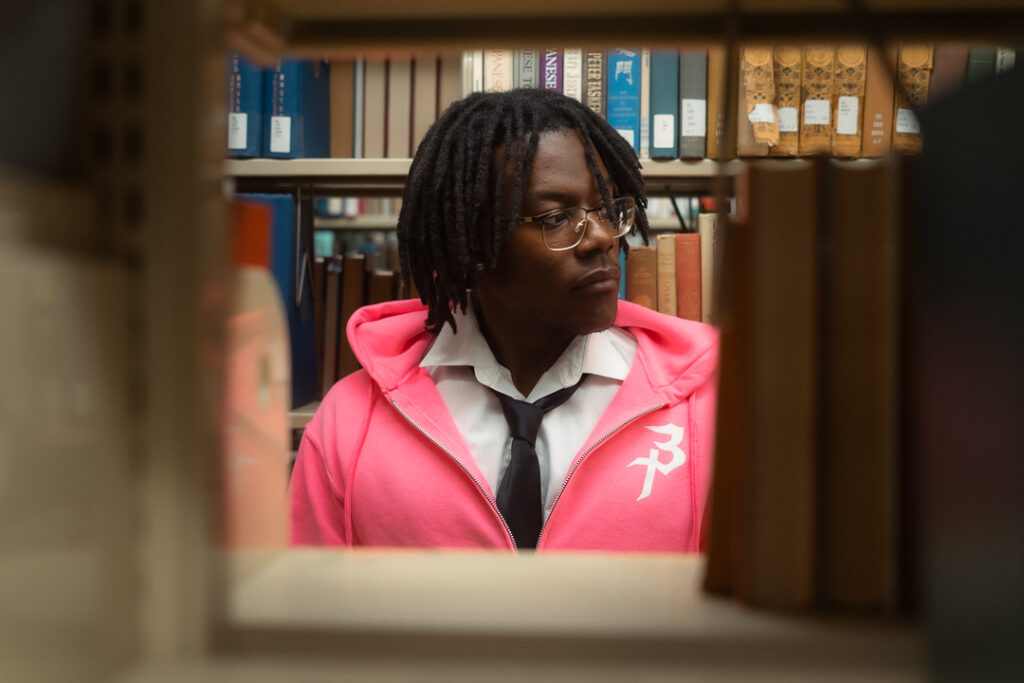 guy in library